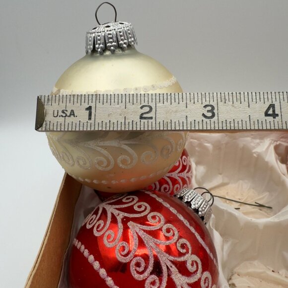 Vintage Lot Jumbo West Germany Mercury Glass Christmas Ornaments Round Red White - Picture 15 of 16